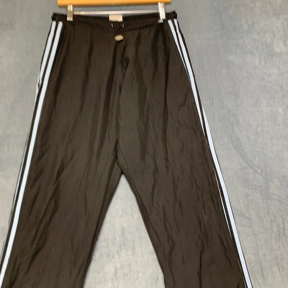 Adidas Track Pants Mens Large Black Logo Elastic Waist Performance Activewear